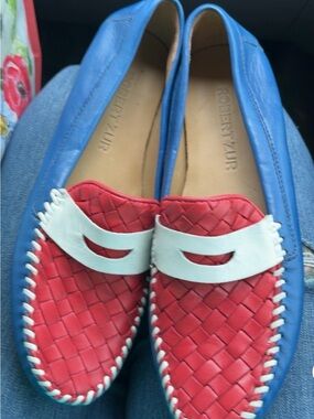 Robert Zur Red and Blue Woven Leather Loafers
